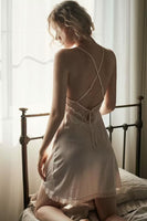 Elegant Satin Lace Ruffle Nightgown