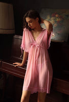 Elegant Sheer Lace Nightgown, Plus Sizes Available PINK