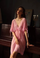 Elegant Sheer Lace Nightgown, Plus Sizes Available PINK