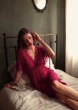 Elegant Sheer Lace Nightgown, Plus Sizes Available PINK