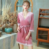 Elegant Velvet Lace Nightgown/ Robe
