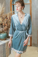 Elegant Velvet Lace Nightgown/ Robe