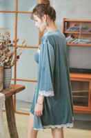Elegant Velvet Lace Nightgown/ Robe