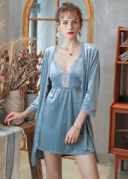 Elegant Velvet Robe Nightgown Set SammisFantasy