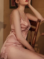 Enchanting Satin Lace Nightgown, Exquisite Lingerie Dress
