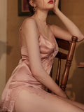 Enchanting Satin Lace Nightgown, Exquisite Lingerie Dress