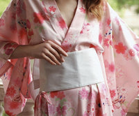 Floral Back Bowknot Kimono Robe