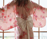 Floral Back Bowknot Kimono Robe