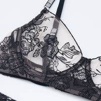 Lace Embroidery Bra Set