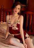 Magnificent Satin Embroidery Lingerie Set