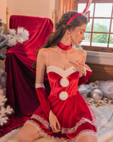 Christmas Lingerie Set, Christmas Gift, Velvet Lingerie, Holiday Gift