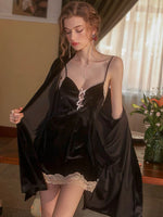 2024 Fall Velvet Nightgown, Little Bow Lingerie, Velvet Robe