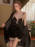 2024 Fall Velvet Nightgown, Little Bow Lingerie, Velvet Robe