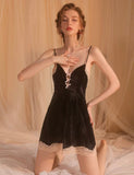 2024 Fall Velvet Nightgown, Little Bow Lingerie, Velvet Robe