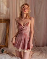 2024 Fall Velvet Nightgown, Little Bow Lingerie, Velvet Robe