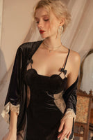 Velvet Nightgown, Heart Shaped Lingerie, Velvet Robe