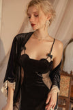 Velvet Nightgown, Heart Shaped Lingerie, Velvet Robe