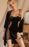 2024 Fall Velvet Nightgown, Heart Shaped Lingerie, Velvet Robe