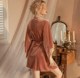 Velvet Nightgown, Heart Shaped Lingerie, Velvet Robe