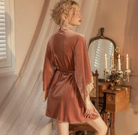 2024 Fall Velvet Nightgown, Heart Shaped Lingerie, Velvet Robe