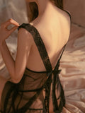 Elegant Lace White Open Embroidered Nightgown