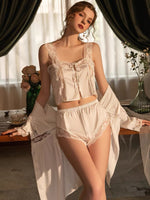 Satin Embroidery Lingerie Set, Sexy Lingerie, Bridal Lingerie