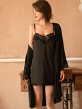Side Tie Satin Nightgown, Lace Lingerie