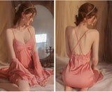 Elegant Lace Embroidered Nightgown, Super Exquisite Lingerie Dress