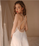 Satin Lace Nightgown, Silky Lace Lingerie, Pajama, Lace Robe, Bridal Nightie