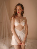 Satin Lace Nightgown, Silky Lace Lingerie, Pajama, Lace Robe, Bridal Nightie
