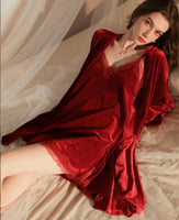 Velvet Nightgown, Velvet Pajama Set, Sexy Lingerie, Velvet Robe