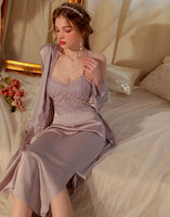Satin Lace Nightgown, Silky Lace Lingerie, Pajama, Lace Robe, Bridal Nightie