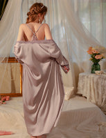 Satin Lace Nightgown, Silky Lace Lingerie, Pajama, Lace Robe, Bridal Nightie
