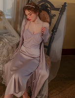 Satin Lace Nightgown, Silky Lace Lingerie, Pajama, Lace Robe, Bridal Nightie
