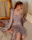 Satin Lace Nightgown, Silky Lace Lingerie, Pajama, Lace Robe, Bridal Nightie