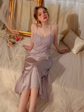 Satin Lace Nightgown, Silky Lace Lingerie, Pajama, Lace Robe, Bridal Nightie