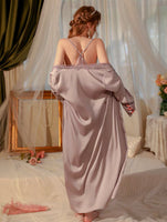 Satin Lace Nightgown, Silky Lace Lingerie, Pajama, Lace Robe, Bridal Nightie