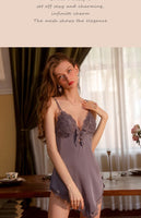 Satin Lace Nightgown, Silky Lace Lingerie, Pajama, Bridal Nightie