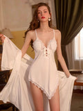 Satin Lace Nightgown, Silky Lace Lingerie, Pajama, Bridal Nightie