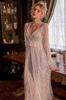 Satin Lace Nightgown, Silky Lace Lingerie, Pajama, Lace Robe, Bridal Nightie