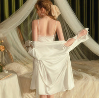 Satin Lace Nightgown, Silky Lace Lingerie, Pajama, Bridal Nightie