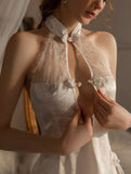 Satin Lace Nightgown, Qipao, Cheongsam, Sheer Lace Lingerie, Pajama, See Through Nightie