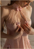 Satin Lace Nightgown, Qipao, Cheongsam, Sheer Lace Lingerie, Pajama, See Through Nightie