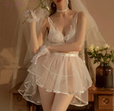Bridal Lace Nightgown, Sheer Lace Lingerie, Pajama, See Through Nightie, Bridal Lingerie