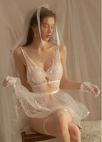 Bridal Lace Nightgown, Sheer Lace Lingerie, Pajama, See Through Nightie, Bridal Lingerie