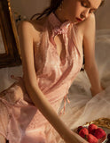 Satin Lace Nightgown, Qipao, Cheongsam, Sheer Lace Lingerie, Pajama, See Through Nightie