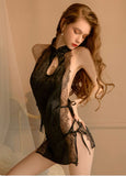 Satin Lace Nightgown, Qipao, Cheongsam, Sheer Lace Lingerie, Pajama, See Through Nightie