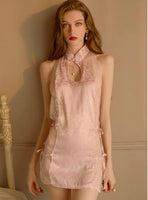 Satin Lace Nightgown, Qipao, Cheongsam, Sheer Lace Lingerie, Pajama, See Through Nightie