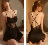 Satin Lace Nightgown, Floral Lace Lingerie, Pajama, Bridal Nightie