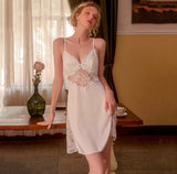 Satin Lace Nightgown, Floral Lace Lingerie, Pajama, Bridal Nightie